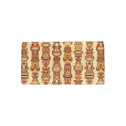 Tiki Orange Vertical Pattern Women's Trifold Wallet