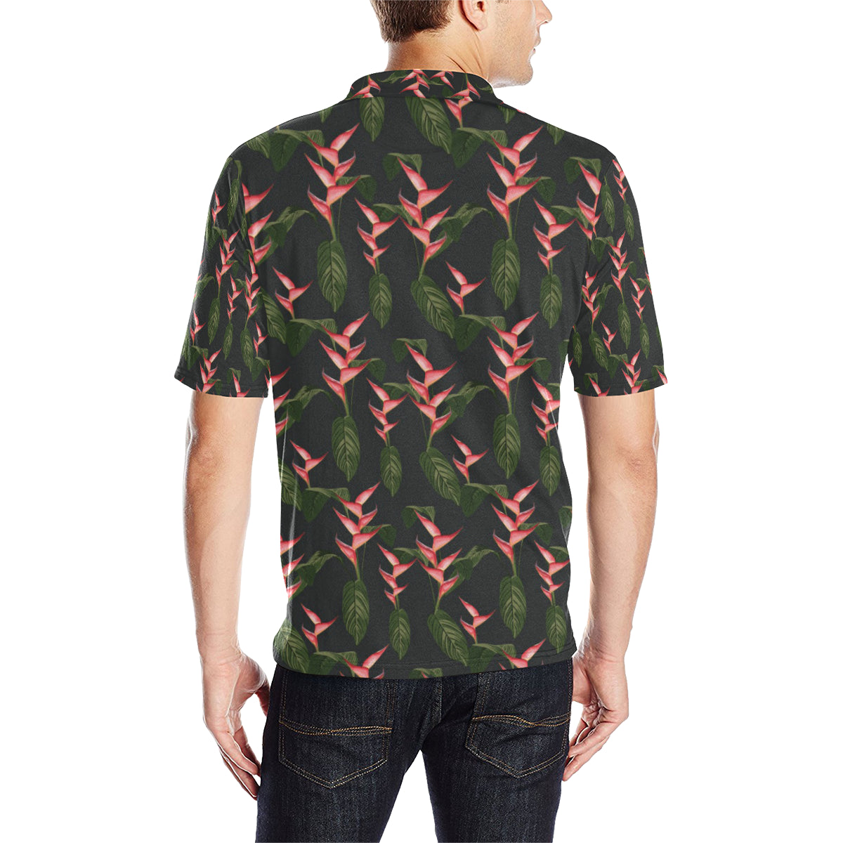 Heliconia Pattern Print Design HL07 Men Polo Shirt