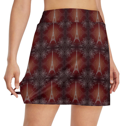 Eiffel Tower Drawing Print 17" Golf & Pickleball Skort with Pockets