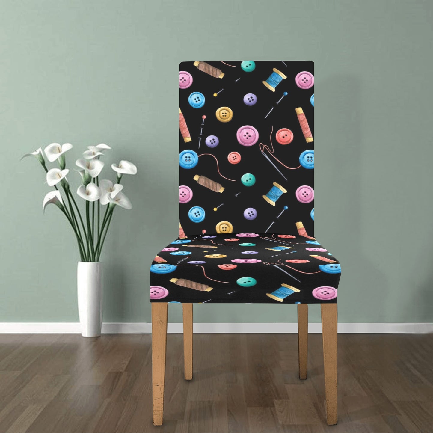 Sewing Print Design LKS309 Dining Chair Slipcover