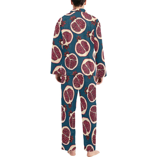 Pomegranate Pattern Print Design PG02 Men's Long Pajama Set