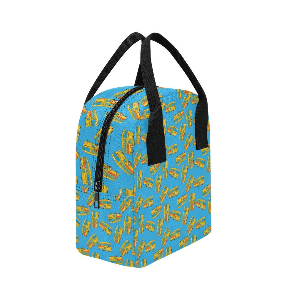 School Bus Print Design LKS302 Insulated Lunch Bag