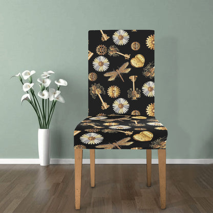 Steampunk Key Dragonfly Print Design LKS303 Dining Chair Slipcover
