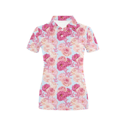 Lisianthus Pattern Print Design LT05 Women's Polo Shirt