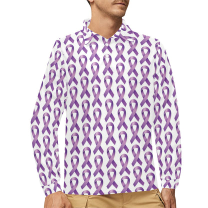 Pancreatic cancer Pattern Print Design A01 Long Sleeve Polo Shirt For Men's