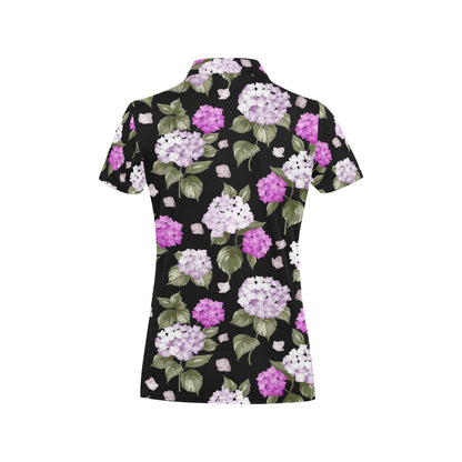 Hydrangea Pattern Print Design HD011 Women's Polo Shirt