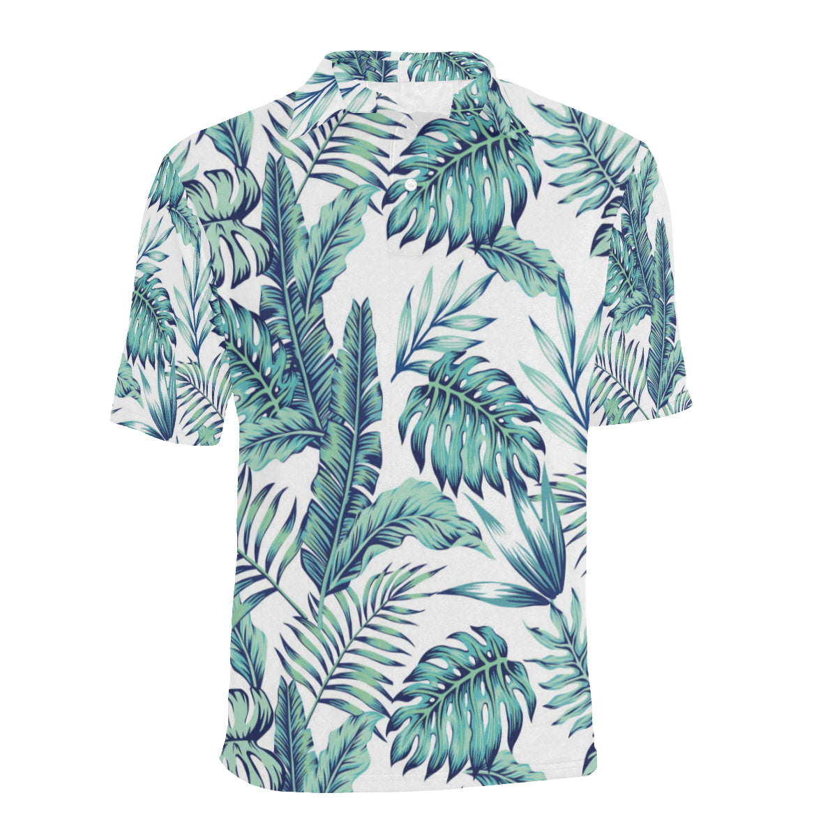 Pattern Tropical Palm Leaves Men Polo Shirt