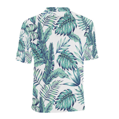 Pattern Tropical Palm Leaves Men Polo Shirt