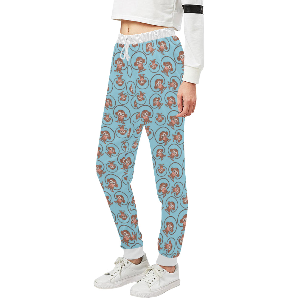 Monkey Cute Design Themed Print Unisex Sweatpants