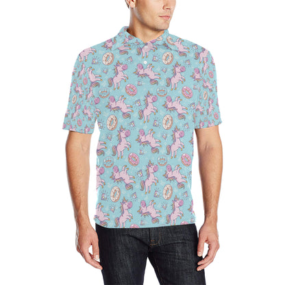 Donut Unicorn Pattern Print Design DN016 Men Polo Shirt