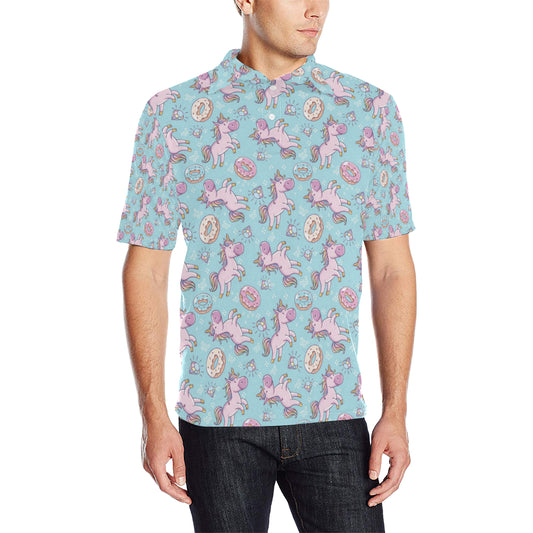 Donut Unicorn Pattern Print Design DN016 Men Polo Shirt