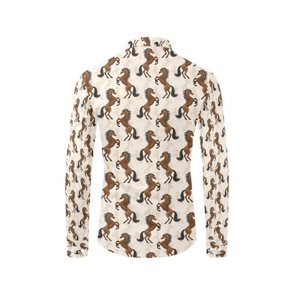 Horse Print Design LKS308 Men's Long Sleeve Dress Shirt