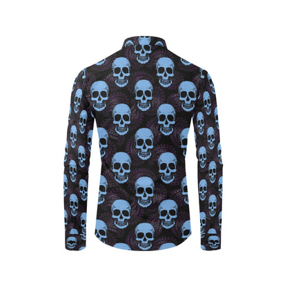 Skull Print Design LKS3012 Men's Long Sleeve Dress Shirt