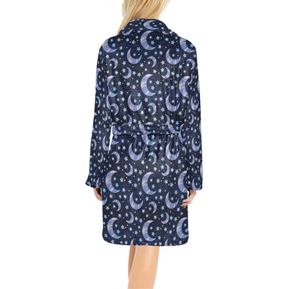 Celestial Moon Pattern Print Design 03 Women's Fleece Robe