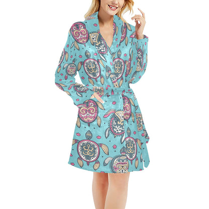 Sea Turtle Art Pattern Women's Fleece Robe