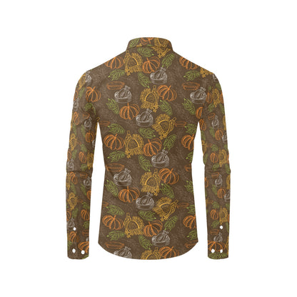 Thanksgiving Print Design LKS301 Men's Long Sleeve Dress Shirt