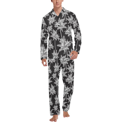 Palm Tree Pattern Print Design PT03 Men's Long Pajama Set