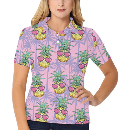 Pineapple Pattern Print Design PP06 Women's Polo Shirt