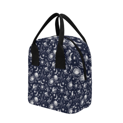 Space Rocket Print Design LKS301 Insulated Lunch Bag