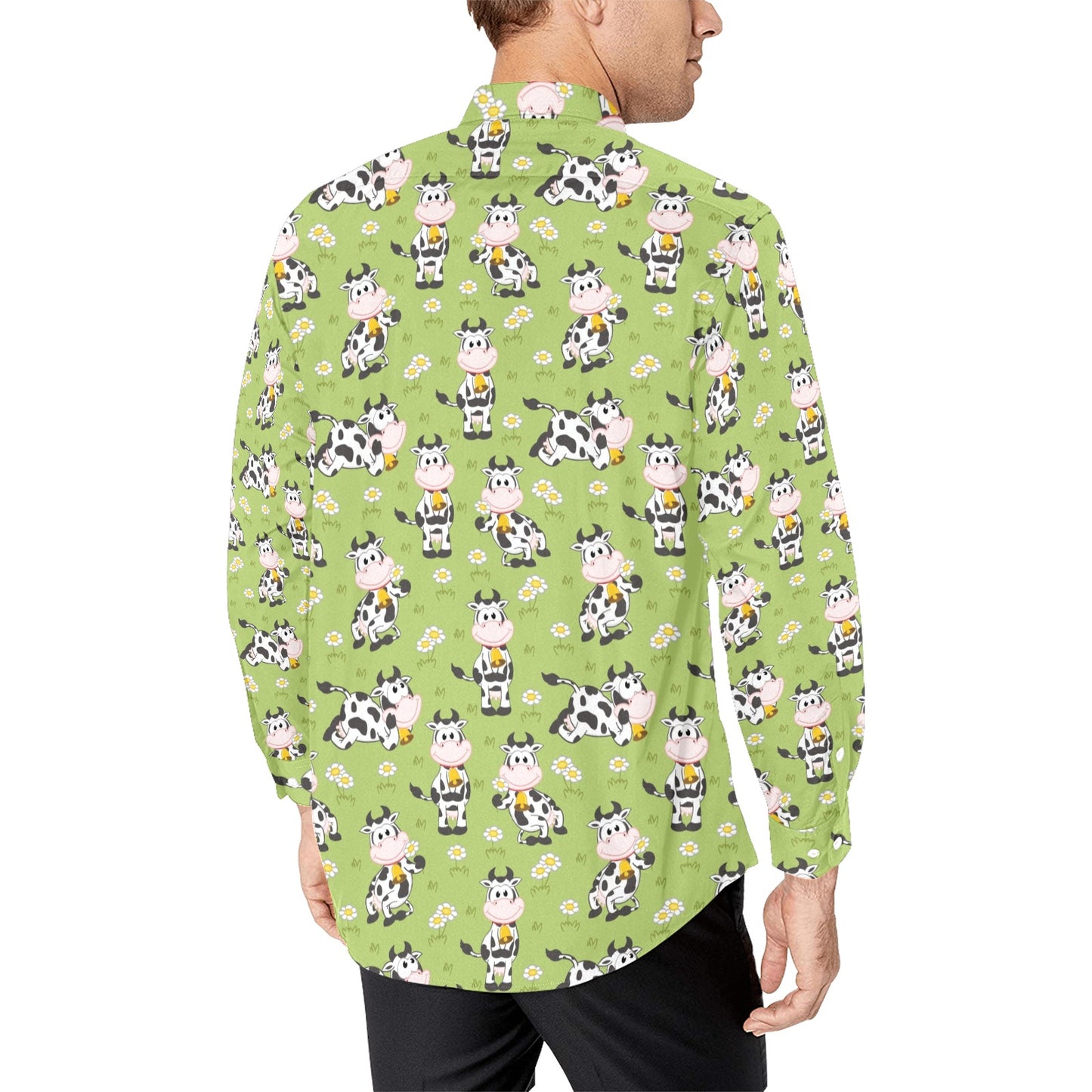 Cattle Print Design LKS401 Men's Long Sleeve Dress Shirt