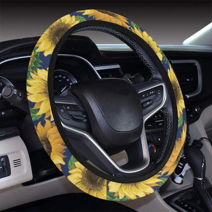 Sunflower Print Design LKS307 Steering Wheel Cover with Elastic Edge