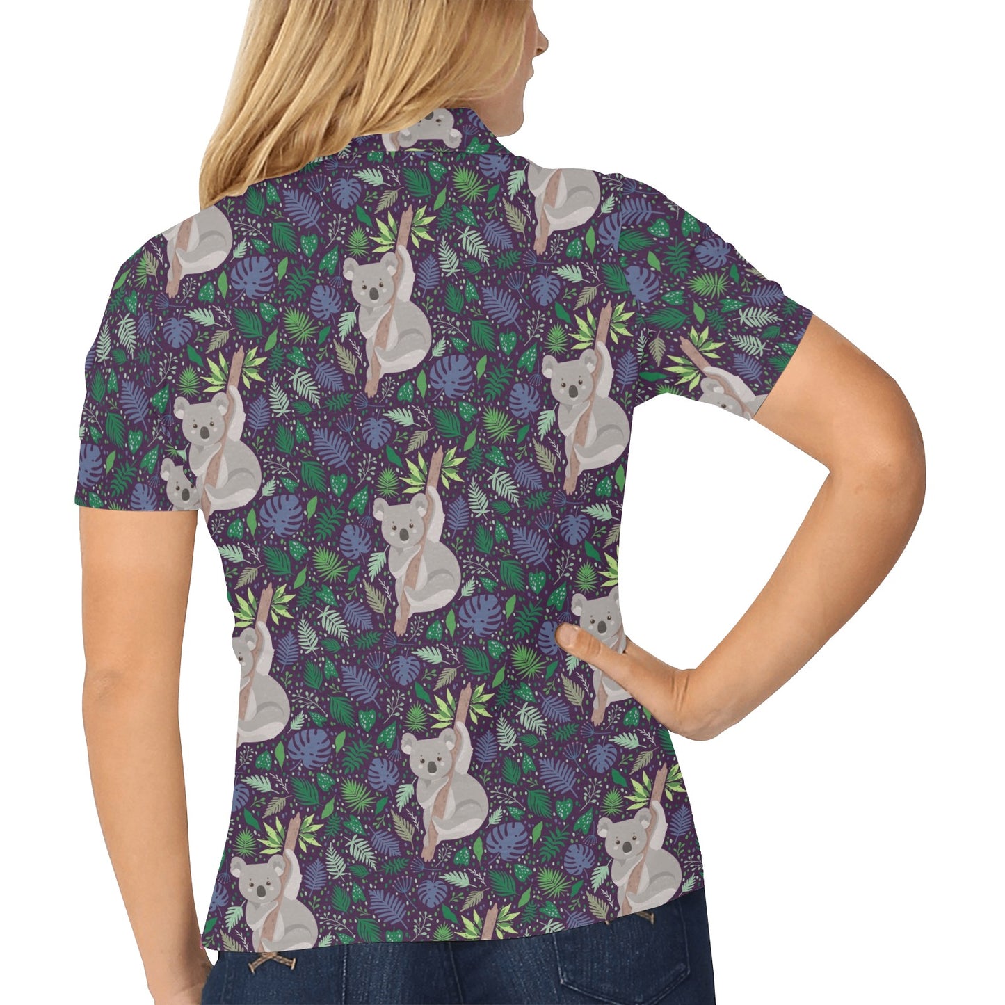 Koala Pattern Print Design 06 Women's Polo Shirt