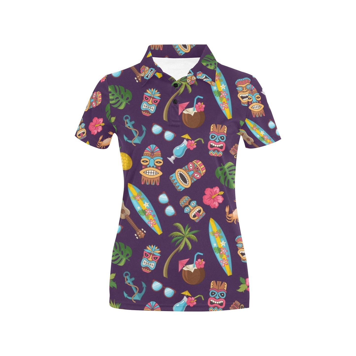 Hawaiian Themed Pattern Print Design H024 Women's Polo Shirt