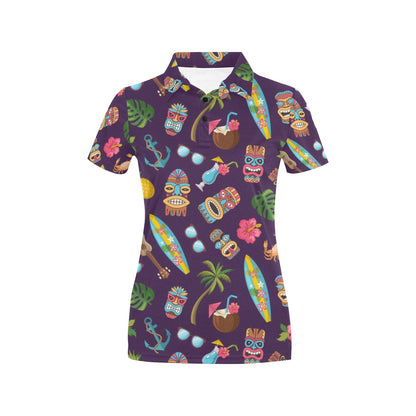 Hawaiian Themed Pattern Print Design H024 Women's Polo Shirt