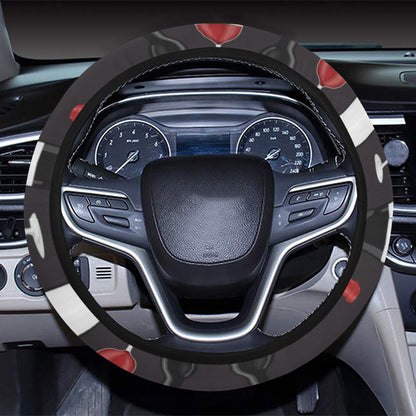 Wine Print Design LKS309 Steering Wheel Cover with Elastic Edge