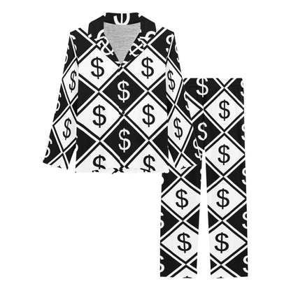 Money Pattern Print Design 04 Women's Long Pajama Set