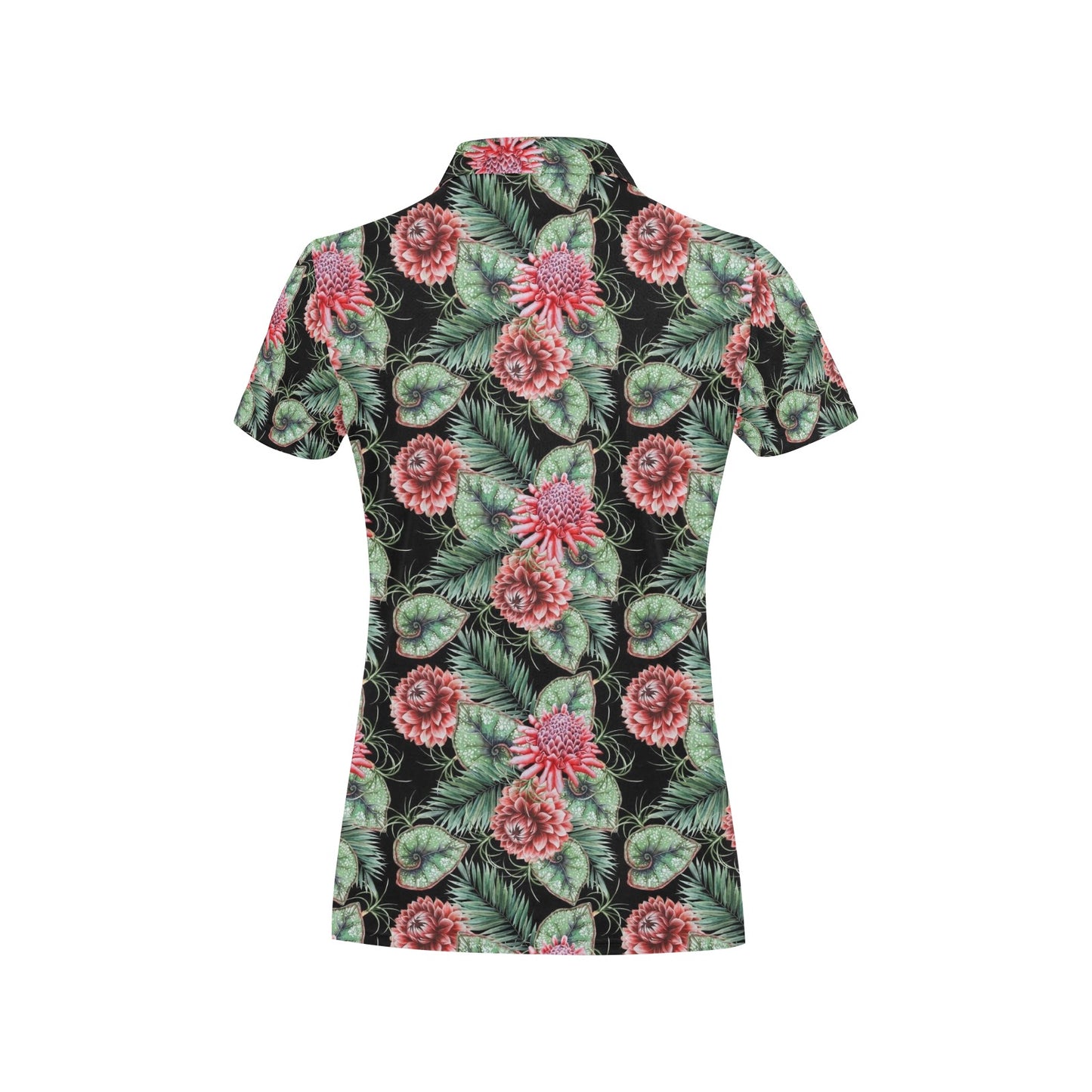 Dahlia Pattern Print Design DH06 Women's Polo Shirt