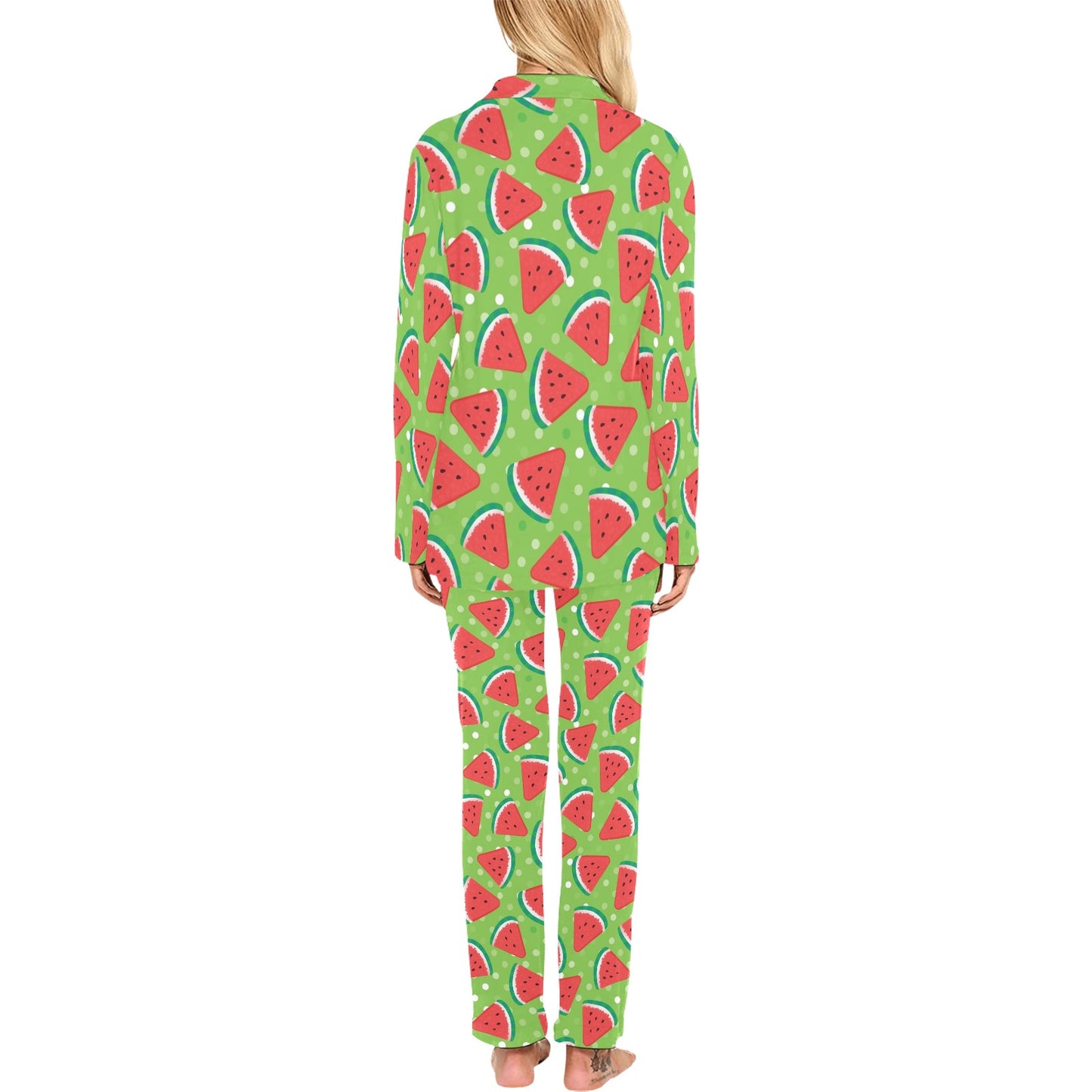 Watermelon Pattern Print Design WM05 Women's Long Pajama Set