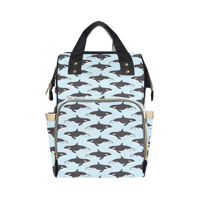 Killer Whale Pattern Print Design 01 Diaper Bag Backpack