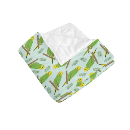 Budgerigar Pattern Print Design 04 Premium Quilt