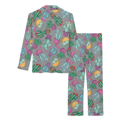 Cactus Colorful Print Pattern Women's Long Pajama Set