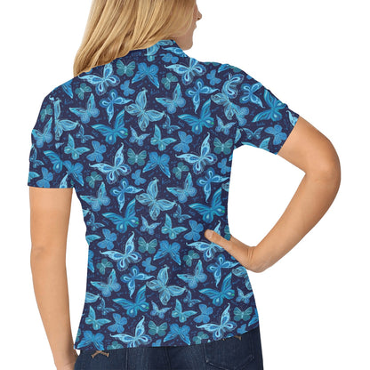Butterfly Pattern Print Design 03 Women's Polo Shirt