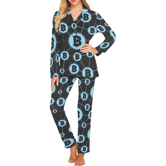 Cryptocurrency Pattern Print Design 02 Women's Long Pajama Set