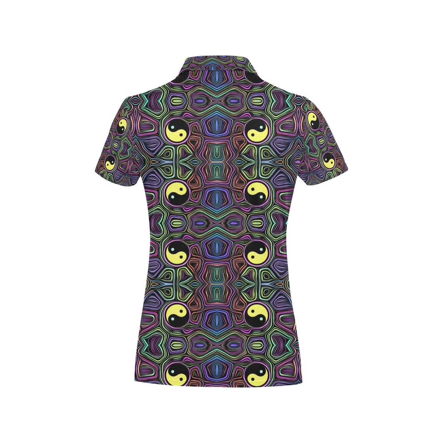 Yin Yang Neon Color Design Print Women's Polo Shirt