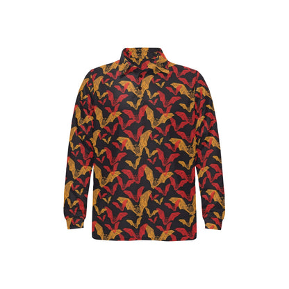 Bat Pattern Print Design 01 Long Sleeve Polo Shirt For Men's