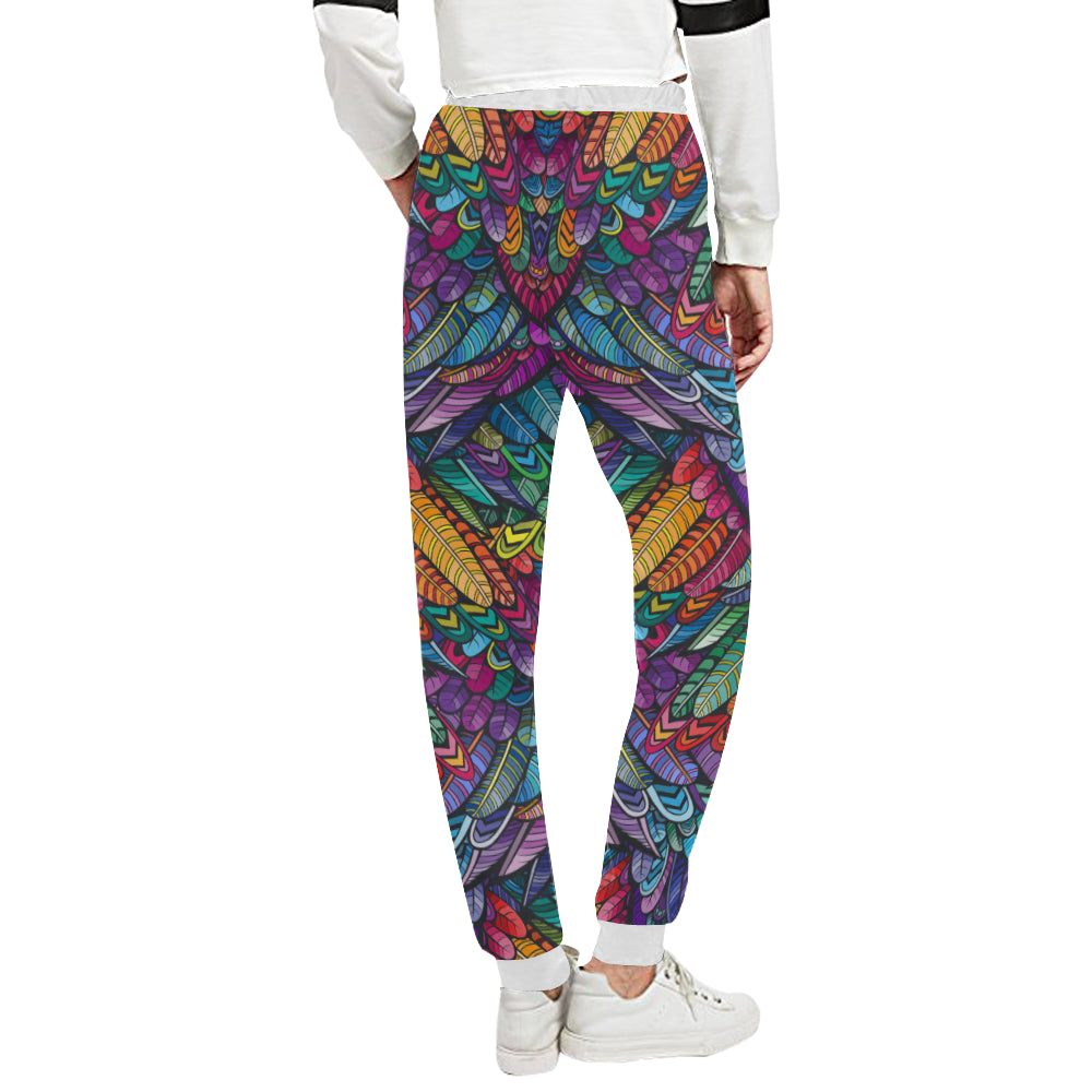 Feather Multicolor Design Print Unisex Sweatpants