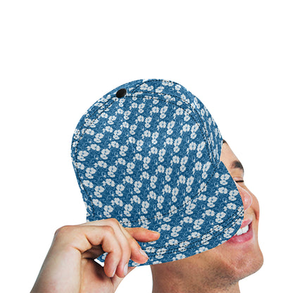 Hibiscus Blue Flower Hawaiian Print Snapback Cap