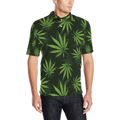 Pot Leaf Pattern Print Design A03 Men Polo Shirt