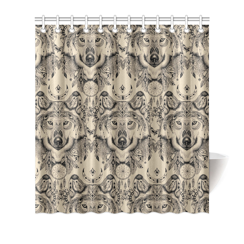 Indian Boho Wolf Shower Curtain