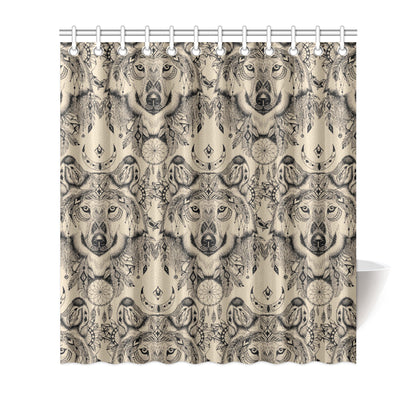 Indian Boho Wolf Shower Curtain