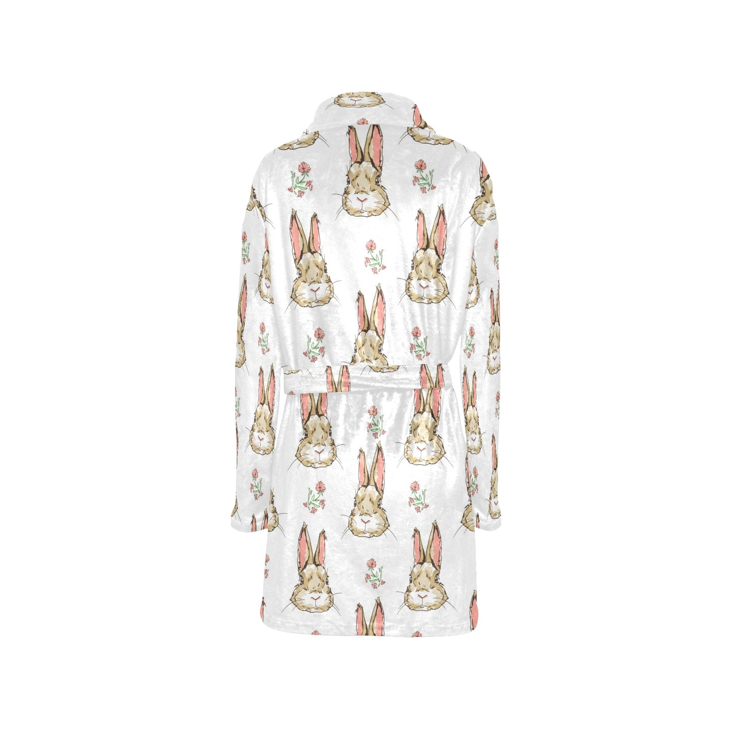 Rabbit Pattern Print Design RB09 Women's Fleece Robe