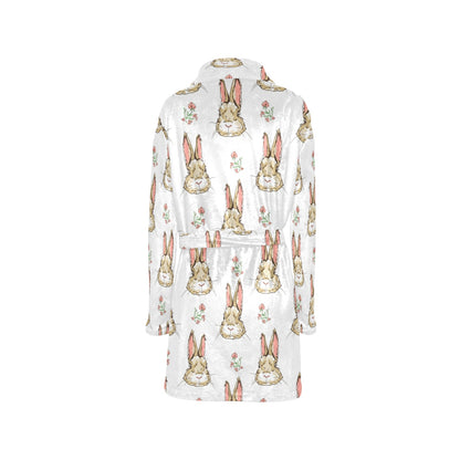 Rabbit Pattern Print Design RB09 Women's Fleece Robe