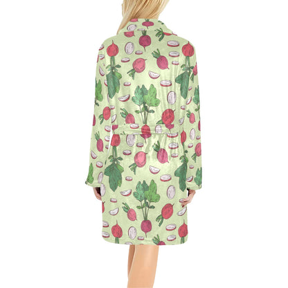 Radish Pattern Print Design A04 Women's Fleece Robe