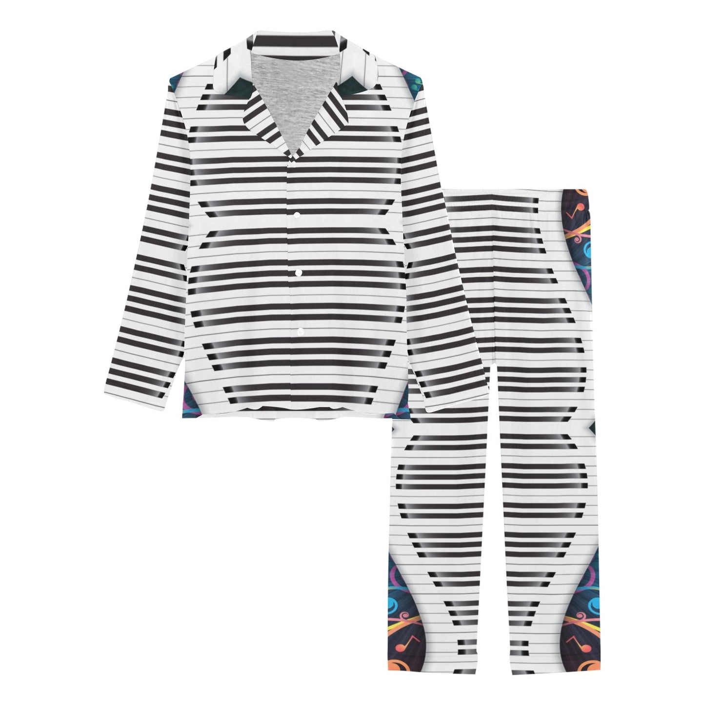 Piano Pattern Print Design 01 Women's Long Pajama Set