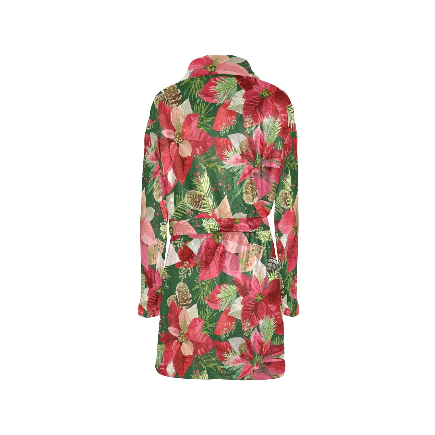 Poinsettia Pattern Print Design POT03 Women's Fleece Robe