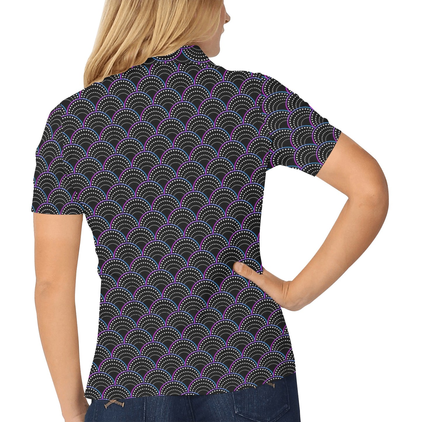 Mermaid Pattern Print Design 09 Women's Polo Shirt